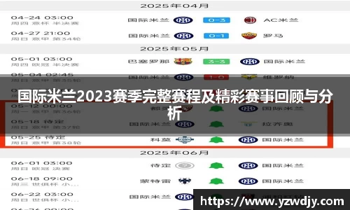 国际米兰2023赛季完整赛程及精彩赛事回顾与分析